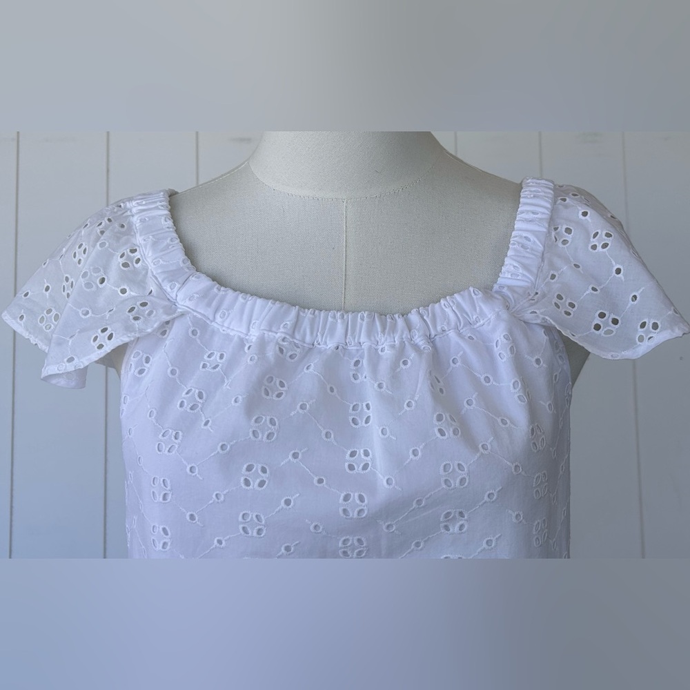 J.‎ Crew White Eyelet On/Off Shoulder Fully Lined Mini Shift Dress Size XS